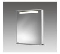 Go by Van Marcke Cento LS Armoire de toilette - 50x65x14cm - MDF blanc - lampe T5 8W - porte miroir en verre cristal - fenêtre lumineuse satinée - étagères en verre réglables - 1 prise électrique 1143