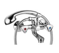 Go by Van Marcke Easy II mitigeur bain-douche à deux poignées complet avec douchette entraxe 15 cm avec rosaces et raccords en S 185702