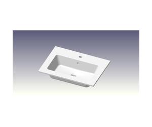 Go by Van Marcke lavabo pour meuble 60x46x1.4cm 1 vasque intégrée 1 trou de robinet marbre de synthèse blanc brillant M08125BBIA