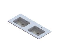 Go by Van Marcke Selal 2 plan-vasque 1200x500x20mm marbre de synthèse 2 vasques encastrées blanc 2 trop-pleins 2 trous de robinet 928336