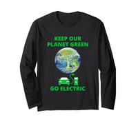 Go Electric Car World Earth Day ECO planète et Arbre Manche Longue