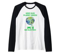 Go Electric Car World Earth Day ECO planète et Arbre Manche Raglan
