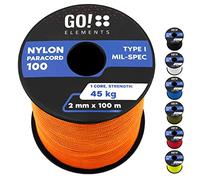 GO!elements Paracord 2mm en Nylon résistant à la déchirure - Type I 100, Ligne de Survie Multifonction supportant Jusqu’à 45kg