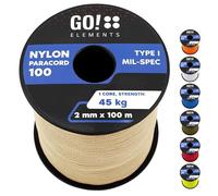 GO!elements Paracord 2mm en Nylon résistant à la déchirure - Type I 100, Ligne de Survie Multifonction supportant Jusqu’à 45kg