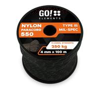 GO!elements Paracorde en Nylon 4mm - 550 Type III, Ligne Robuste adaptée comme Fil de pêche ou Filet Utilitaire | Charge Max. 250kg