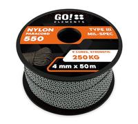 GO!elements Paracorde en Nylon 4mm - 550 Type III, Ligne Robuste adaptée comme Fil de pêche ou Filet Utilitaire | Charge Max. 250kg