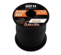 GO!elements Paracorde en Nylon 4mm - 550 Type III, Ligne Robuste adaptée comme Fil de pêche ou Filet Utilitaire | Charge Max. 250kg