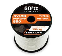 GO!elements Paracorde en Nylon 4mm - 550 Type III, Ligne Robuste adaptée comme Fil de pêche ou Filet Utilitaire | Charge Max. 250kg