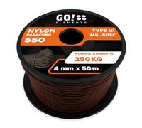 GO!elements Paracorde en Nylon 4mm - 550 Type III, Ligne Robuste adaptée comme Fil de pêche ou Filet Utilitaire | Charge Max. 250kg