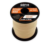 GO!elements Paracorde en Nylon 4mm - 550 Type III, Ligne Robuste adaptée comme Fil de pêche ou Filet Utilitaire | Charge Max. 250kg