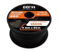 GO!elements Paracorde en Nylon 4mm - 550 Type III, Ligne Robuste adaptée comme Fil de pêche ou Filet Utilitaire | Charge Max. 250kg