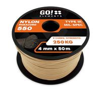 GO!elements Paracorde en Nylon 4mm - 550 Type III, Ligne Robuste adaptée comme Fil de pêche ou Filet Utilitaire | Charge Max. 250kg