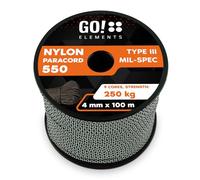 GO!elements Paracorde en Nylon 4mm - 550 Type III, Ligne Robuste adaptée comme Fil de pêche ou Filet Utilitaire | Charge Max. 250kg