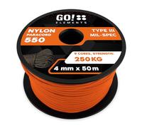 GO!elements Paracorde en Nylon 4mm - 550 Type III, Ligne Robuste adaptée comme Fil de pêche ou Filet Utilitaire | Charge Max. 250kg