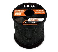 GO!elements Paracorde en Nylon 4mm - 550 Type III, Ligne Robuste adaptée comme Fil de pêche ou Filet Utilitaire | Charge Max. 250kg