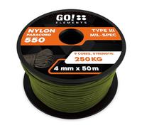 GO!elements Paracorde en Nylon 4mm - 550 Type III, Ligne Robuste adaptée comme Fil de pêche ou Filet Utilitaire | Charge Max. 250kg