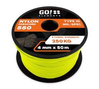 GO!elements Paracorde en Nylon 4mm - 550 Type III, Ligne Robuste adaptée comme Fil de pêche ou Filet Utilitaire | Charge Max. 250kg