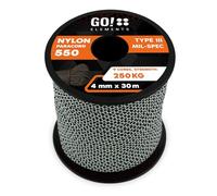 GO!elements Paracorde en Nylon 4mm - 550 Type III, Ligne Robuste adaptée comme Fil de pêche ou Filet Utilitaire | Charge Max. 250kg
