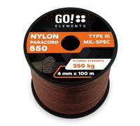 GO!elements Paracorde en Nylon 4mm - 550 Type III, Ligne Robuste adaptée comme Fil de pêche ou Filet Utilitaire | Charge Max. 250kg