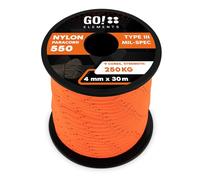 GO!elements Paracorde en Nylon 4mm - 550 Type III, Ligne Robuste adaptée comme Fil de pêche ou Filet Utilitaire | Charge Max. 250kg