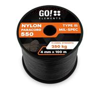 GO!elements Paracorde en Nylon 4mm - 550 Type III, Ligne Robuste adaptée comme Fil de pêche ou Filet Utilitaire | Charge Max. 250kg