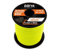 GO!elements Paracorde en Nylon 4mm - 550 Type III, Ligne Robuste adaptée comme Fil de pêche ou Filet Utilitaire | Charge Max. 250kg