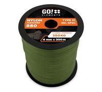 GO!elements Paracorde en Nylon 4mm - 550 Type III, Ligne Robuste adaptée comme Fil de pêche ou Filet Utilitaire | Charge Max. 250kg