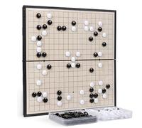 Go Ensemble de jeu avec planche pliante magnétique et boîtes de rangement, pierres convexes simples pour améliorer les compétences stratégiques et la concentration (jaune + noir, G)