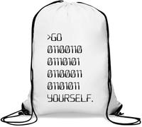 Go F*ck Yourself In Binary Sac de gym décontracté avec cordon de serrage Blanc