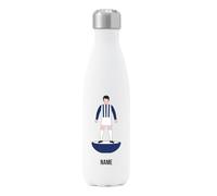 Go Find A Gift Bouteille d'eau isotherme personnalisée en forme de joueur pour supporters de West Bromwich Albion, capacité de 500 ml - Blanc - Acier inoxydable - Idéal pour les fans de Baggies