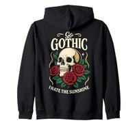 Go Gothic I Hate The Sunshine Skull Roses Dark Humour Goth Sweat à Capuche