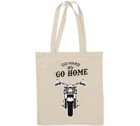 Go Hard Or Go Home Sac fourre-tout en coton naturel pour moto Blanc