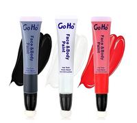 Go Ho Bâtons de peinture pour le visage et le corps, rouge, noir et blanc, à base d'eau, lavable, lisse, couverture complète pour costumes d'Halloween, cosplay, SFX, crâne, vampire, zombie, clown