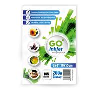 Go Inkjet 100 feuilles de papier photo brillant 15 x 10 cm 200 g/m² pour imprimantes HP, Canon, Epson et jet d'encre pour imprimer des photos et des brochures