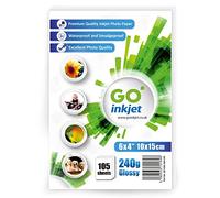 Go Inkjet Lot de 100 feuilles de papier photo brillant 240 g/m² pour imprimantes à jet d'encre HP, Canon, Epson, pour impression de photos 10 x 15 cm