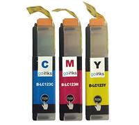 Go Inks 1 Ensemble de 3 C/M/Y Cartouches d'encre à remplacer Brother LC123 Compatible/Non-OEM pour Brother DCP et MFC Imprimantes (3 Encres)