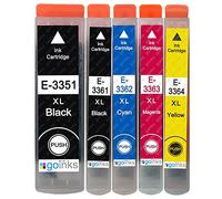 Go Inks 1 Ensemble de 5 Cartouches d'encre à remplacer Epson T3357 (33XL Séries) Compatible/Non-OEM pour Epson Expression Premium Printers (5 encres)