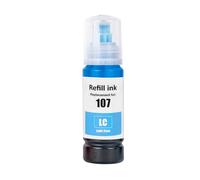 Go Inks 1 Light Cyan 70ml Bouteille d'encre à remplacer Epson 107 Compatible/Non-OEM pour EcoTank Imprimantes