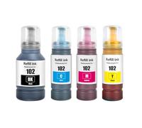 Go Inks® 1 Lot de 4 Bouteilles d'encre 127 ml/127 ML pour remplacer Epson 102 Compatible/Non OEM pour imprimantes EcoTank