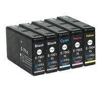 Go Inks 1 Lot de 4 Cartouches d'encre Noire supplémentaires pour remplacer Epson T7906+7901 (série 79XL) Compatible/Non OEM pour imprimantes Epson Workforce Pro (5 encres)