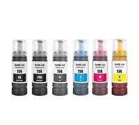 Go Inks 1 Set of 6 Bouteilles d'encre 70ml à remplacer Epson 114 Compatible/Non-OEM pour EcoTank Imprimantes