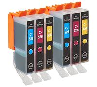 Go Inks 2 C/M/Y Ensemble de 3 Cartouches d'encre à remplacer Canon CLI-526 Compatible/Non-OEM pour PIXMA Imprimantes (6 Encres)
