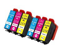 Go Inks 2 C/M/Y Ensemble de 3 Cartouches d'encre à remplacer Epson 202XL C/M/Y Compatible/Non-OEM pour Epson Expression Photo Imprimantes (6 encres)