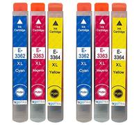 Go Inks 2 C/M/Y Ensemble de 3 Cartouches d'encre à remplacer Epson T3357 C/M/Y (33XL Séries) Compatible/Non-OEM pour Epson Workforce Imprimantes (6 encres)