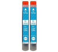 Go Inks 2 Cartouches d'encre Cyan Clair pour remplacer Epson T2435 (24XL Series) Compatible/Non-OEM pour Epson Expression Photo Imprimantes