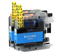 Go Inks 2 Cartouches d'encre Cyan pour remplacer Brother LC123C Compatible/Non-OEM pour Brother DCP et MFC Imprimantes