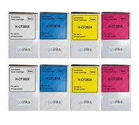 Go Inks 2 Lot de 4 Cartouches de Toner Laser pour HP CF380X/CF381A/CF382A/CF383 Compatible Non OEM pour imprimantes HP Color Laserjet Pro