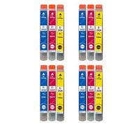 Go Inks 4 C/M/Y Lot de 3 Cartouches d'encre pour remplacer Epson T2438 C/M/Y (série 24XL) Compatible/Non-OEM pour imprimantes Epson Workforce (12 encres)