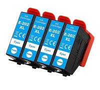 Go Inks 4 Cartouches d'encre Cyan pour remplacer Epson 202XLC (202C) Compatible/Non-OEM pour Epson Expression Photo Imprimantes