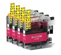 Go Inks 4 Cartouches d'encre Magenta pour remplacer Brother LC123M Compatible/Non-OEM pour Brother DCP et MFC Imprimantes